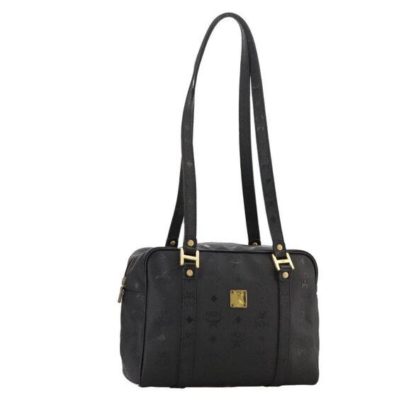 MCM Vicetos Logogram Shoulder Bag PVC Black Auth - Picture 1 of 15
